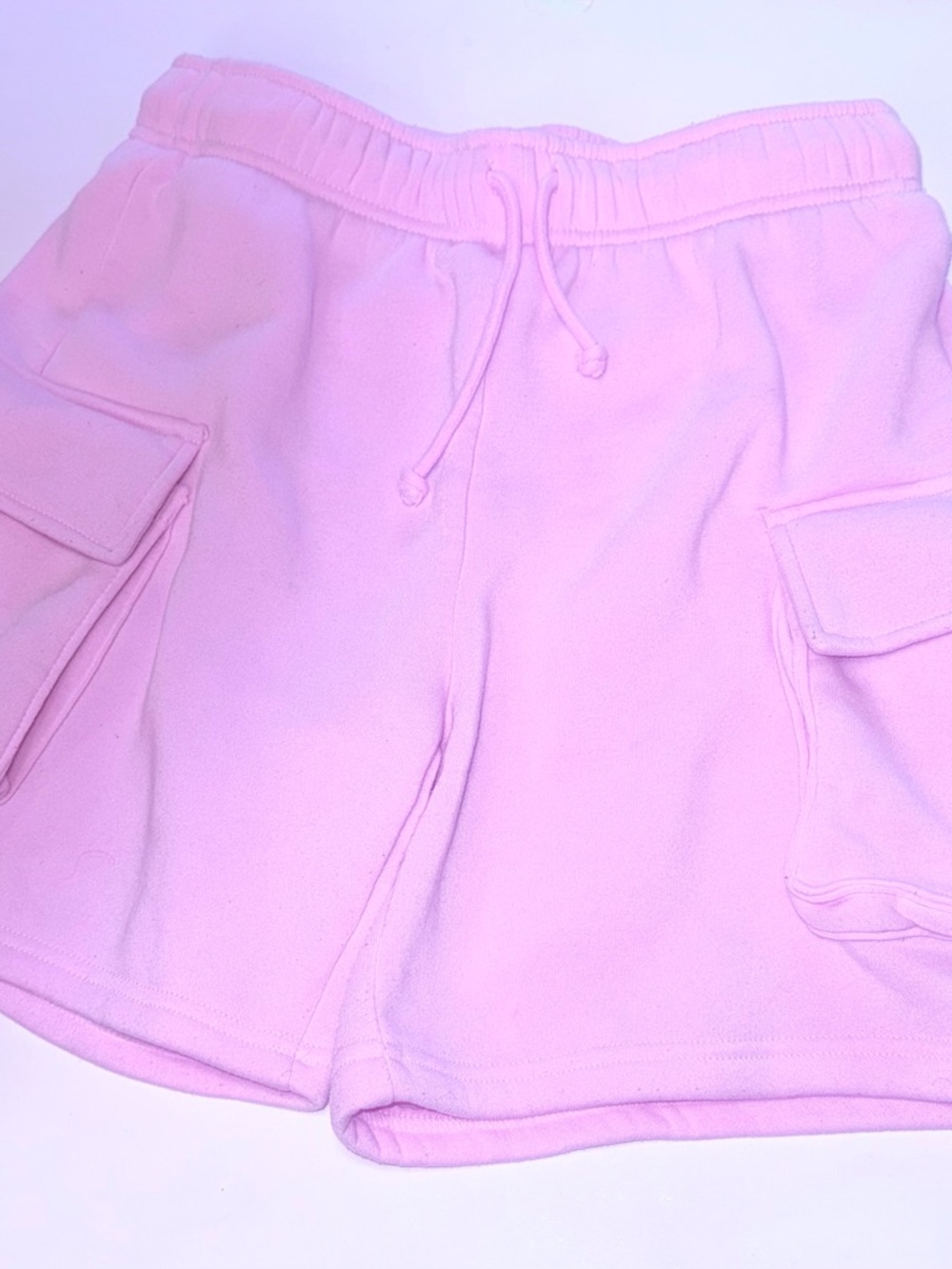 Women’s Light Pink Cargo Lounge Shorts with Drawstring